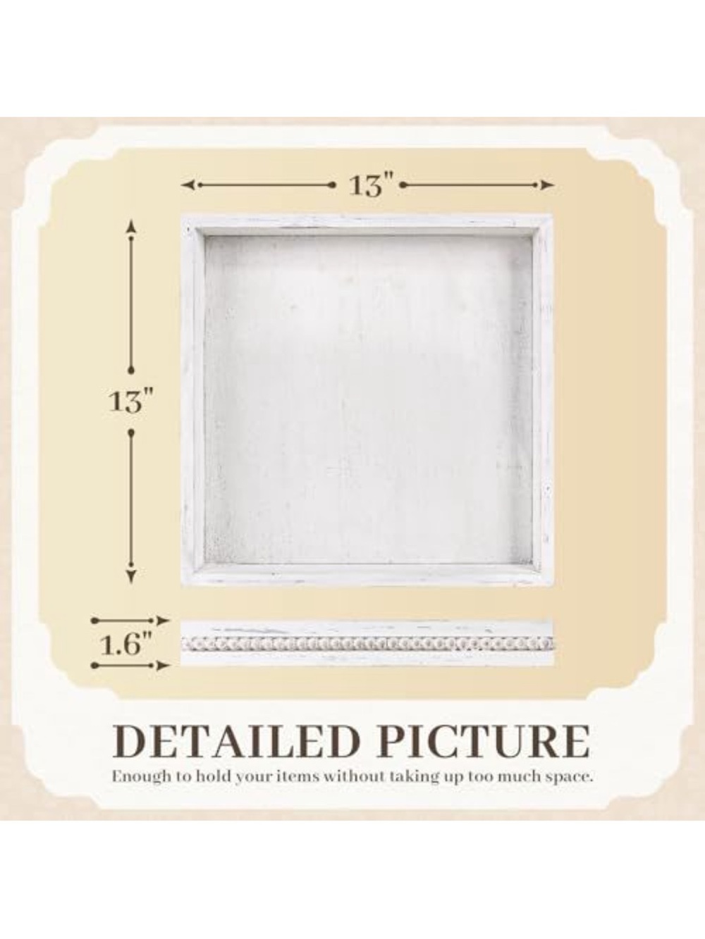 White Distressed Wooden Square Tray - Home Accents Decor
